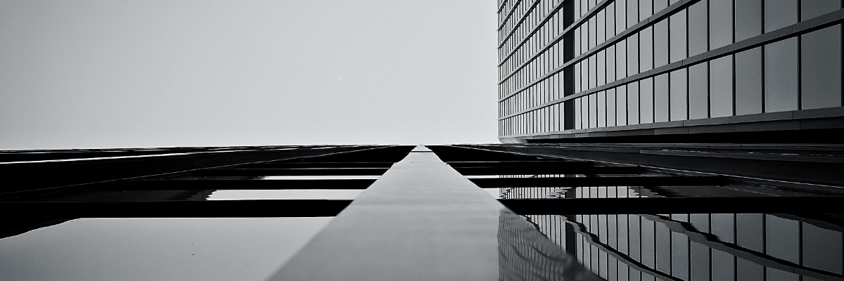 a black and white photo of an office building